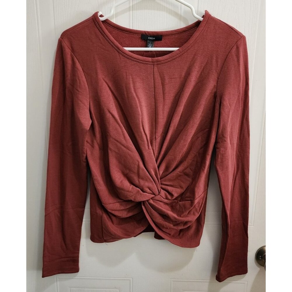 NEW DREW Women's Size Small Marsala Twist‎ Front Long Sleeve Knit Tee $168 MSRP